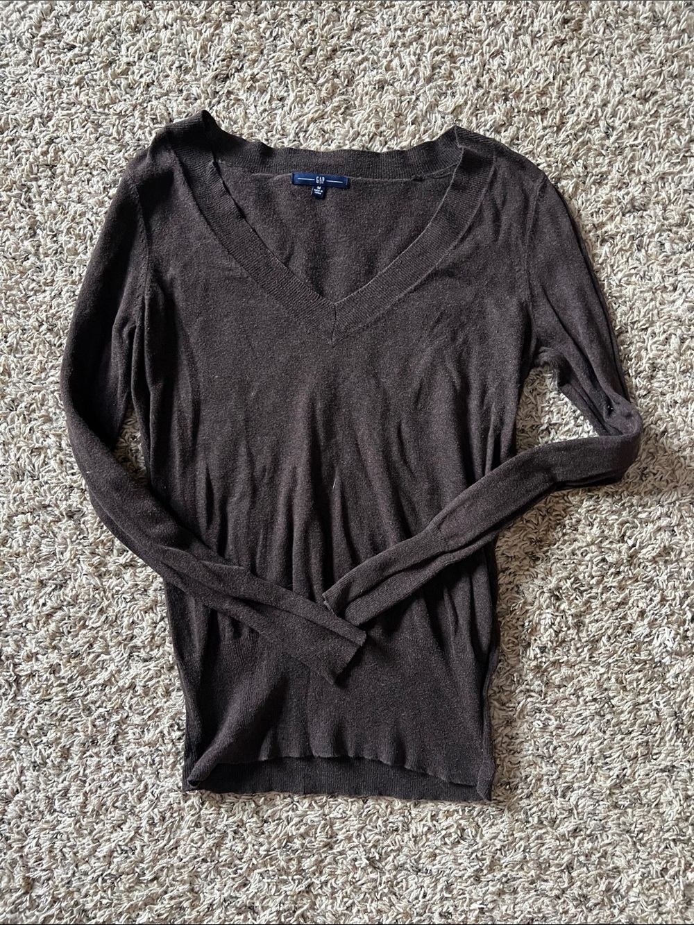 GAP Dark Brown V-Neck Long Sleeve Top